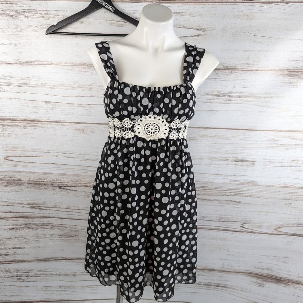 Teeze Me Polkadot Black and White Party Dress Sz 7